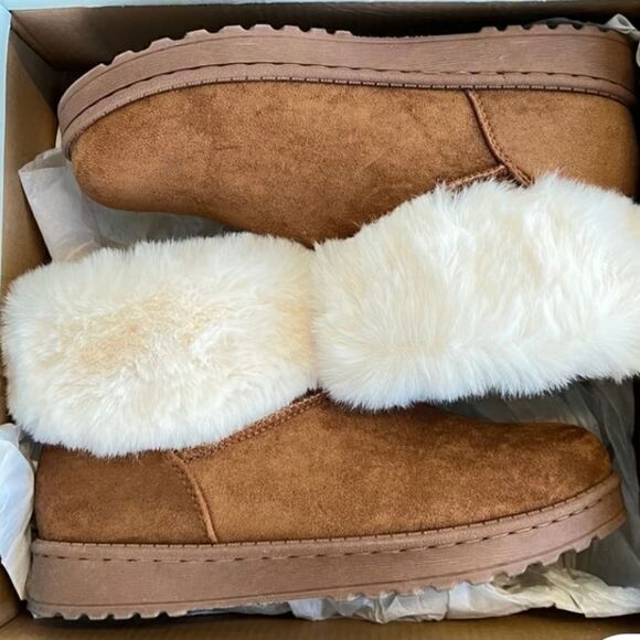 SO FAUX FUR SUEDE BOOTS Chestnut Sz 8 NWT - Picture 7 of 9